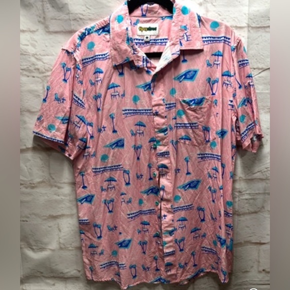 Tipsy Elves Hawaiin shirt Large pink blue‎ - Picture 1 of 4
